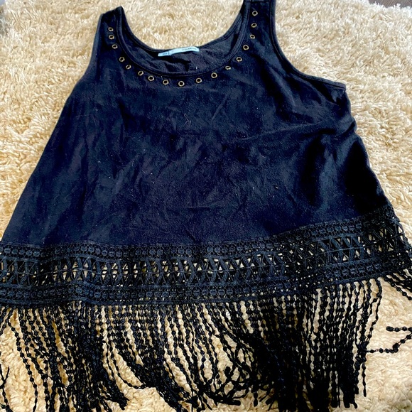 Velvet tank top with fringe - Picture 1 of 2